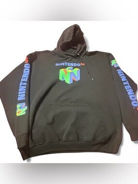 Nintendo Black Logo Hoodie - Retro Gaming Pullover